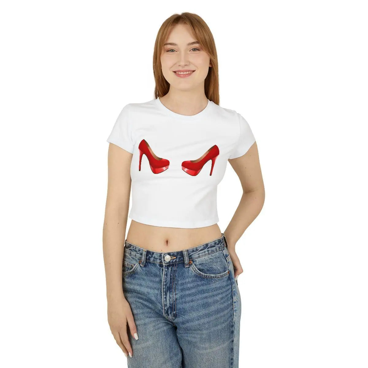 T-shirt blanc avec talons rouges - LEAS Boutique